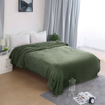 REGALWOVEN Flannel Fleece Throw Blanket Waffle Microfiber Fuzzy Blanket Bed, Army Green 70"x78"