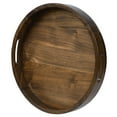 thumbnail image 3 of KINGCRAFT 15 x 15 inches Large Round Ottoman Table Tray Wooden Solid Serving Tray with Handle Black Walnut Circle Platter Decorative Tray for Oversized Ottoman Home Breakfast in Bed Tea Coffee, 3 of 5