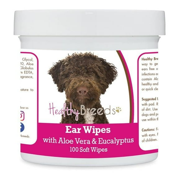 Healthy Breeds 192959824025 Lagotti Romagnoli Ear Cleaning Wipes with Aloe & Eucalyptus for Dogs - 100 Count