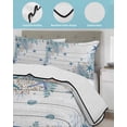 thumbnail image 4 of Quilts Full Size Bedding Set, Teal Blue Coastal Lightweight Quilted Comforter, Starfish Beach Nautical Coral Vintage Soft Reversible Bedspread Coverlet with Pillow Covers for All Season, 78" x 90", 4 of 7