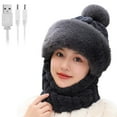 thumbnail image 7 of Tittly Winter Hats Beanie USB Heating Women's Knit Hat Winter Ear Hat Girls' Snow Hat Earmuffs Hat Skull Caps Hats for Women Coffee One Size, 7 of 7