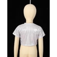 thumbnail image 4 of YiZYiF Girls Shiny Dance Top Metallic Short Sleeve Athletic T-shirt Dancewear, 4 of 7