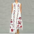 thumbnail image 1 of SMihono Robe Maxi Bohème d'Été pour Femmes Grande Taille Mode pour Femmes Aguichant Vintage à Col en V Sans Manches avec Poche Imprimée Robe de Plage pour Fête Robe Évasée de Plage, 1 of 5