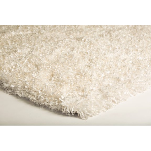 Plush Fluffy Shine Crystal White Shag 2' x 3' Area Rug/Carpet by Makymo