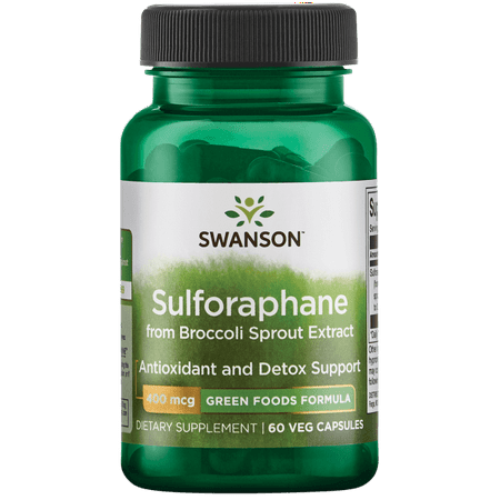 Swanson Sulforaphane from Broccoli Sprout Extract 400 mcg 60 Veg (Best Broccoli Sprout Supplement)