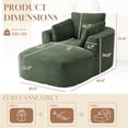 thumbnail image 3 of FFH Chaise Lounge Chair Indoor, 64.6" Oversized Modern Corduroy Sofa Couch, Comfy Sleeper Chair for Living Room, Apartment, Bedroom, Green, 3 of 10