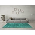 thumbnail image 3 of Ahgly Company Machine Washable Indoor Rectangle Oriental Turquoise Blue Industrial Area Rugs, 7' x 10', 3 of 4