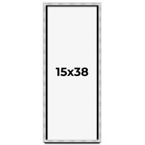 15x38 Frame Brushed Silver Solid Wood Picture Frame | 0.75 Inch Moulding Width | Rabbet Depth 0.75