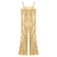 thumbnail image 4 of Manyakai Kids Disco Rave Costume Girls Sequins Dance Jumpsuit Full Length Leotard Adjustable Straps Gold 8, 4 of 5