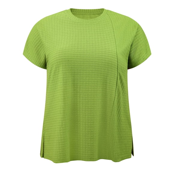 DARING DIVA Women's Plus Blouses with Crew Neck and Raglan Sleeves 1X Olive Green