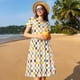 thumbnail image 4 of Disketp Colorful Checkered 1 para Vestido de Manga Corta para Mujeres, Vestidos de Verano para Mujeres, Casual y Holgado para la Playa, 4 of 6
