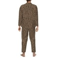 thumbnail image 5 of Mens Pajamas Set - Brown Leopard Print A Comfy Long Sleeve Button Up Pajama Sets for Men 2 Piece, Soft Sleepwear Nightwear Pjs Lounge Sets for Men with Pockets, 5 of 5
