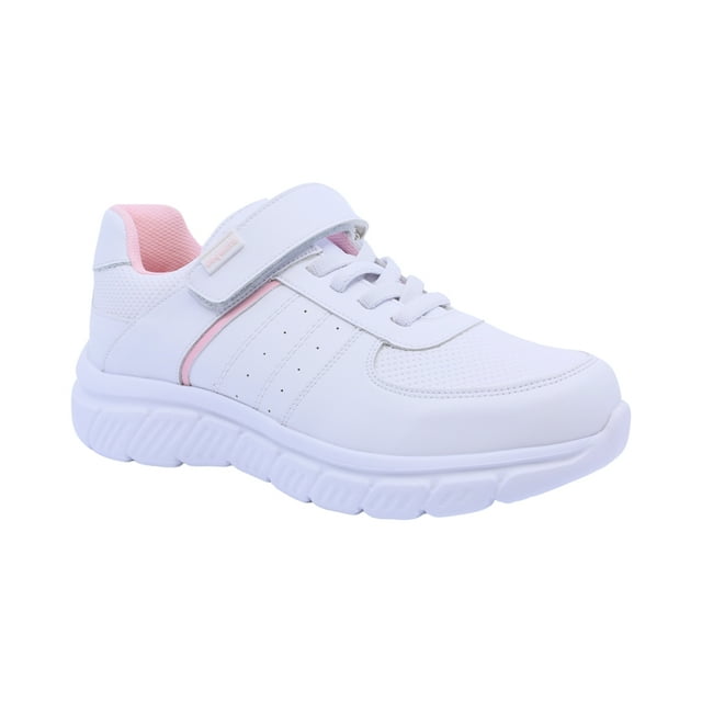 Tenis Escolar Coqueta para niña en piel blanco Balu con tira de contacto.