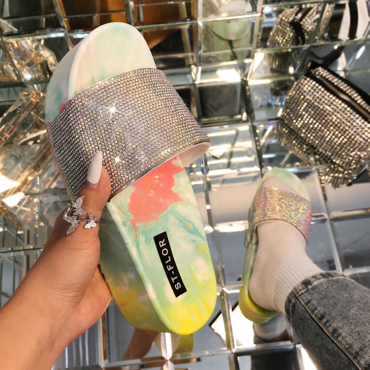 glitter sliders womens