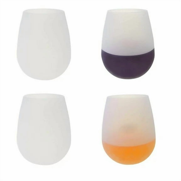 Outdoor Silicone Unbreakable Wine Glass Stemless Beer Whiskey Cups White