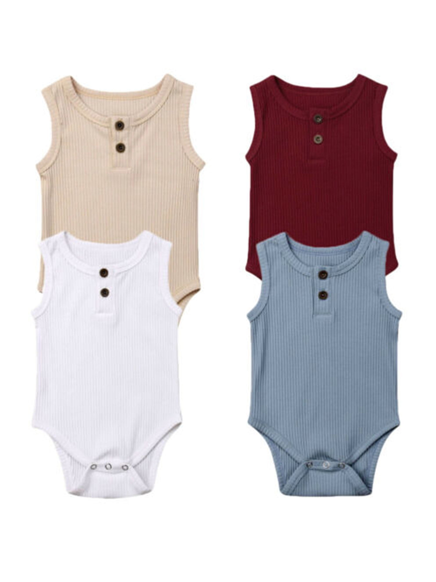 NEW Summer Newborn Toddler Boy Girl Solid Jumpsuit Cotton Romper Bodysuit Outfit