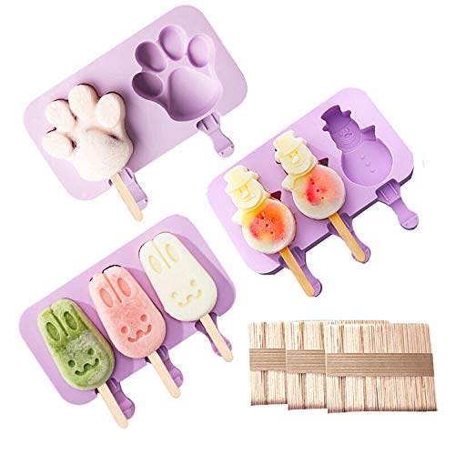 Bear Shape DIY Ice Cream Mould 6 Cell Popsicle Mold Box Lolly Makers Blue