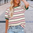 thumbnail image 2 of Womens Shirts Summer Tops Striped Color Block Short Sleeve T Shirts Crewneck Casual Loose Basic Tee Blouses Womens Tops, 2 of 4