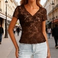 thumbnail image 2 of Bovxnpu Summer Short Sleeve T Shirts Pullover Top V Neck Slim Lace Top Casual Tops Summer Tops (Women's or Women's Plus), 2 of 8