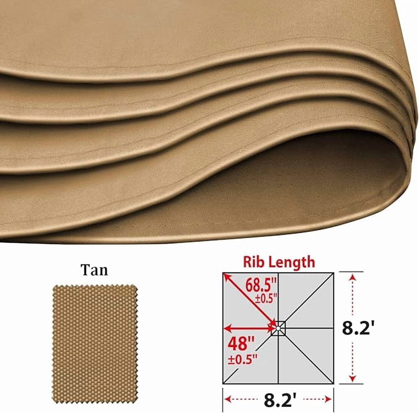 SOLAXO Replacement Umbrella Canopy for 8.2ft x 8.2 ft 8 ribs