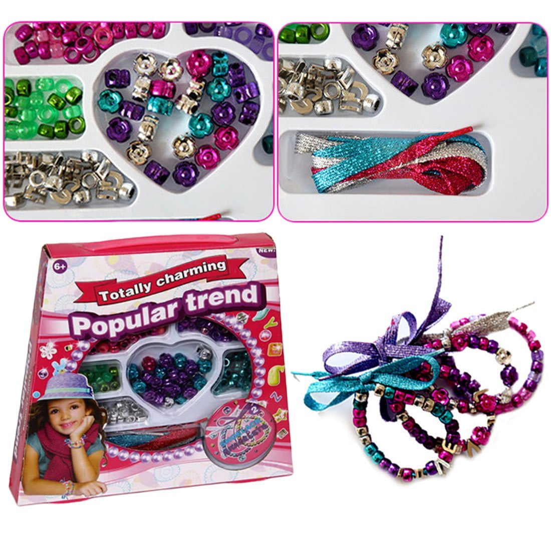Dazzling Toys Jewelry Making Bead Set - Includes Assorted Color Beads & Beading Shoe Strings for Customized Necklaces & Bracelets - Gift Ready Packaging