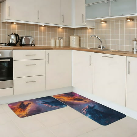 

Kitchen Mats for Floor 2 Piece - Watercolor Sky Dragon Anti Fatigue Mats for Kitchen Floor Kitchen Rugs Non Slip Washable Mat for Home Kitchen Decor
