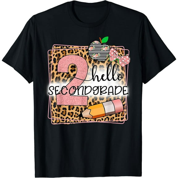 Hello Second Grade 2nd Grade Back To School Teacher Kid Girl T-Shirt Black X-Large