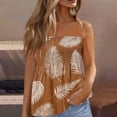 thumbnail image 2 of OIOLOYJM Womens Tube Top Summer Cute Strapless Palm Tree Peplum Top Backless Vacation Ruffle Party Shirts Light Brown L, 2 of 4