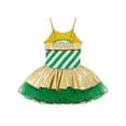 thumbnail image 4 of YiZYiF Girls Camisole Candy Cane Striped Ballet Tutu Dance Dress Figure Skating Christmas Costume Green 4, 4 of 7