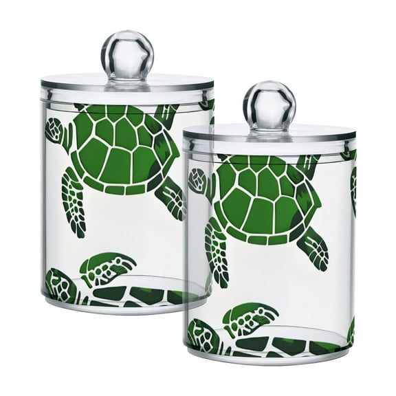Green Sea Turtles Translucent Plastic Cans Storage Canisters with Lid Set of 2
