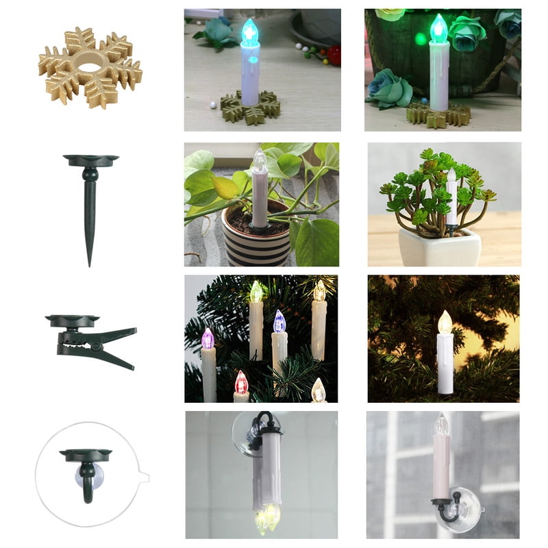 20 Pcs Bulk LED Flameless Candles, Large Set of Clip-On Taper Candle Lights for Big Christmas Trees, with Remote Timer, Flickering Multicolour Glow