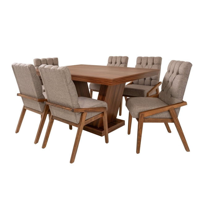 Antecomedor 6 sillas Liverpool + Paris capitonadas Parota Kessa Muebles