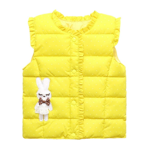 XBASW Kids Toddler Puffer Cotton Vest for Girls Light down Cartoon Waistcoat Winter Fall Sleeveless Jacket for 2- 10 Years