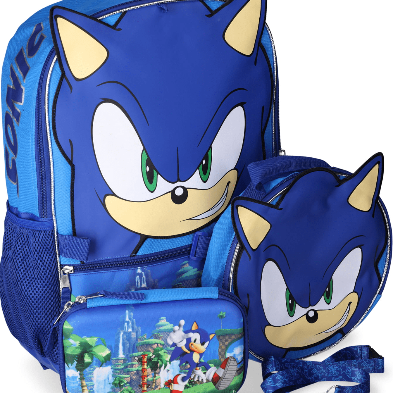 Sonic The Hedgehog Backpack Set Kids 4 Piece Camo Lunch Box Water Bottle