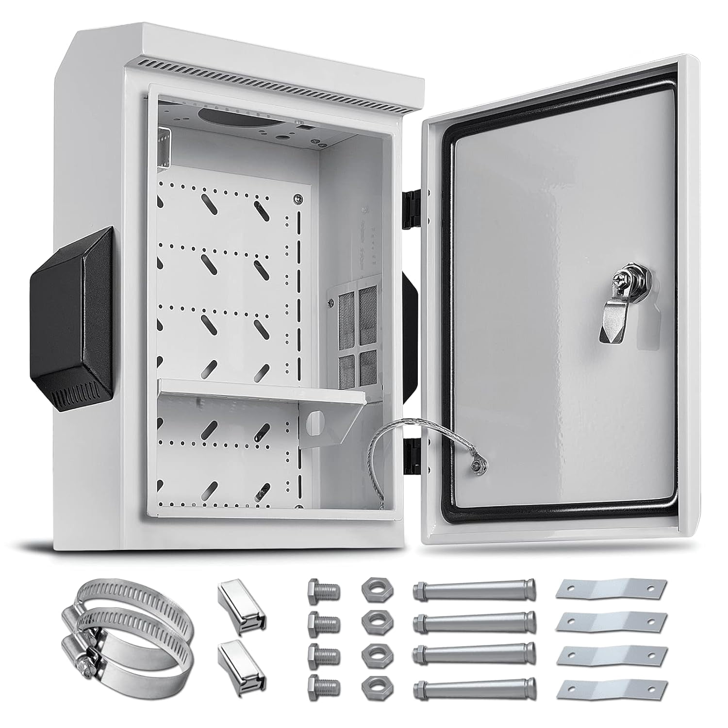 Outdoor Electrical Box, Cold-Rolled  Plate,  Alloy  Beam, One- Ventilation Design, IP65 , Wall/Pole Mounted (15.7" x 11.8" x 5.9")