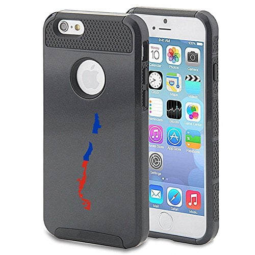 Apple iPhone 6 6s Shockproof Impact Hard Case Cover Chile Chilean Flag (Black...