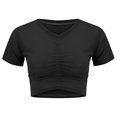thumbnail image 6 of TODOZO Crop Tops for Women Trendy Summer Crew Neck Slim Fitted Summer Tops for Women 2025 Umbilical Top with and Pleated Round Neck T Shirt for Women Black L, 6 of 9