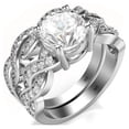thumbnail image 3 of Sz 4 Sterling Silver 925 CZ Cubic Zirconia Infinity Wedding Engagement Ring Set, 3 of 4