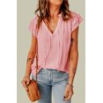 thumbnail image 2 of ABPHQTO Top rosa con escote en V y cordón con volantes en capas para mujer, 2 of 5