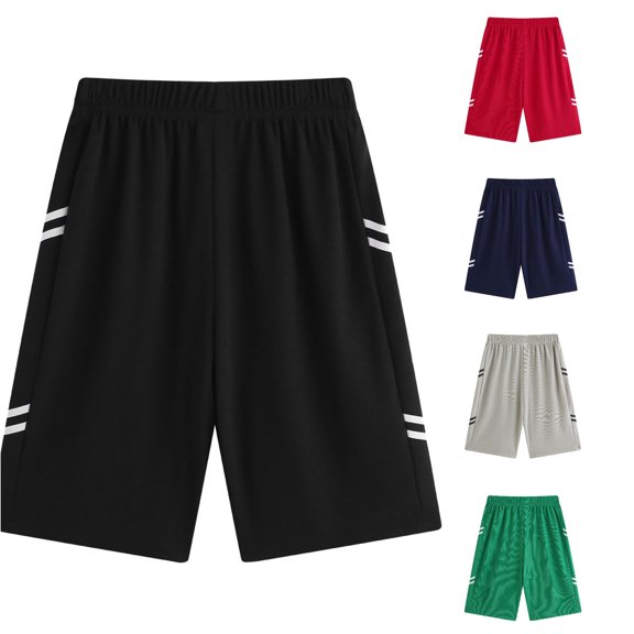 YMNXA Kids Boys Athletic Shorts Elastic Waist Solid Color Training Basketball Shorts Running Shorts Gym Workout Shorts For Outdoor Activities,Black,11-12 Years