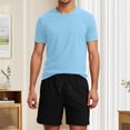 thumbnail image 2 of Gyexs Mens Short Sets 2 Piece Outfits Casual Outdoor Sportswear Short Sleeve T-Shirt with Drawstring Shorts Sky Blue, Size M, 2 of 4