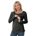thumbnail image 6 of Youmylove Women Maternity Regular Stripe Hem Tee Shirt Casual Long Sleeve O-Neck Basic Nursed T-Shirt Top Belt Breastfeeding Ladies Stylish Pregnant Clothes, 6 of 6
