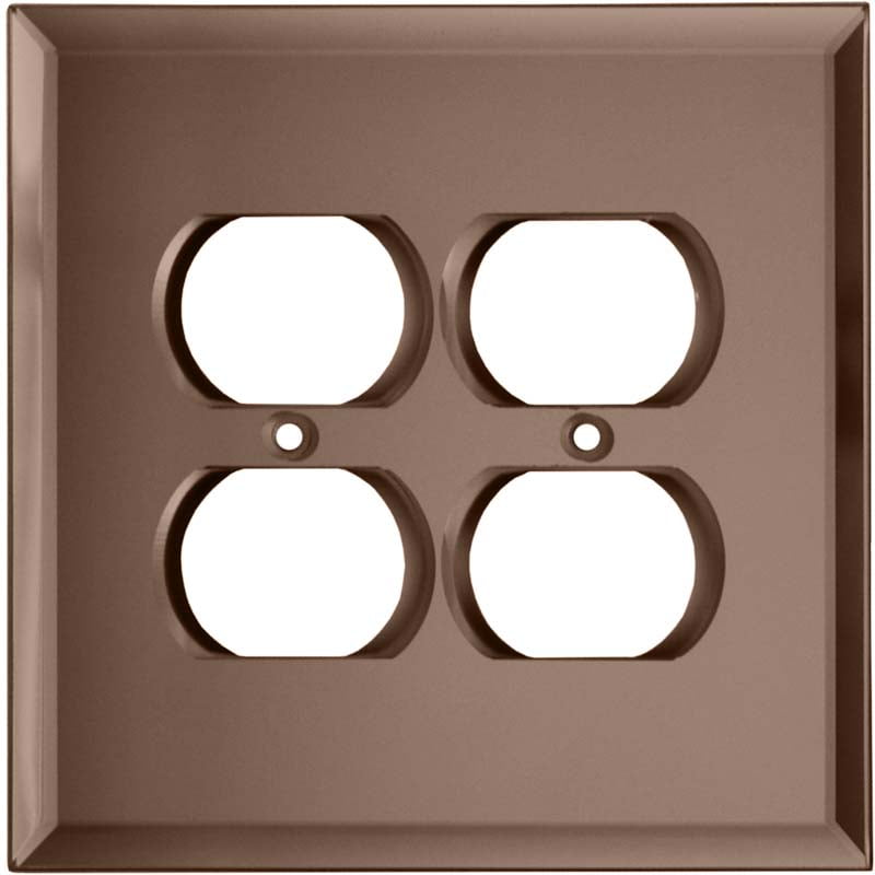 Glass Mirror Peach 2 Gang Electrical Outlet Covers