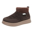 thumbnail image 5 of Women's Knit Snow Boots Furry Lined Slip on Winter Ankle Booties Casual Platform High Top Walking Shoes Brown Size 5.5, 5 of 5