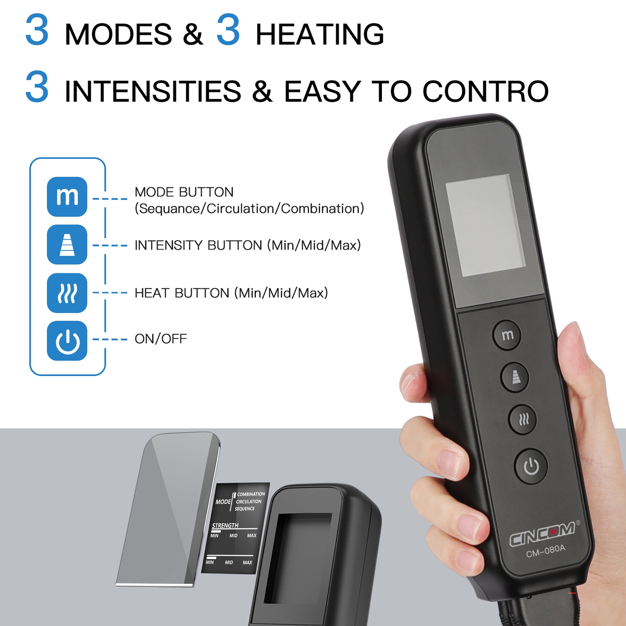 CINCOM Leg Massager with Heat for Circulation, Full Leg and Foot Compression Boots Massager for Calf & Thigh Muscle Relaxation and Recovery, Silver