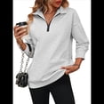 thumbnail image 1 of Sudaderas de Gran Tamaño para Mujer, Suéteres de Otoño, Sudaderas con Capucha de Moda, Jersey con Media Cremallera, Camisas de Larga, Ropa Gris XL, 1 of 10