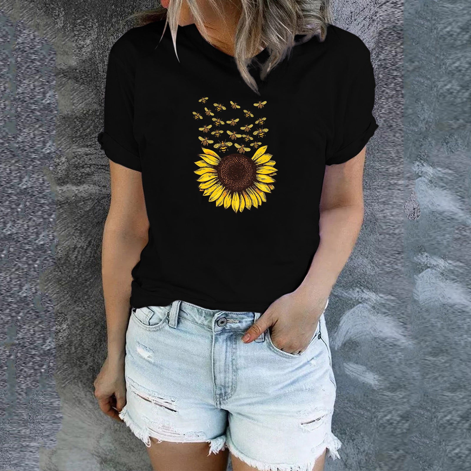 Sunflower Love Graphic Shirt For Women | Inspirational Printed T-Shirt, Casual Crewneck Short Sleeve Top - View #9
