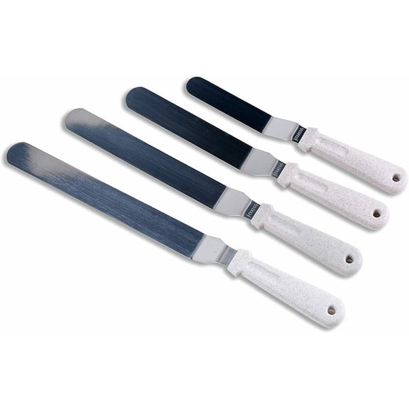 4pc Stainless Steel Angled Spatula Set (6' 8' 10' 12' Inch) Cake Decorating Icing Smoothening Tools
