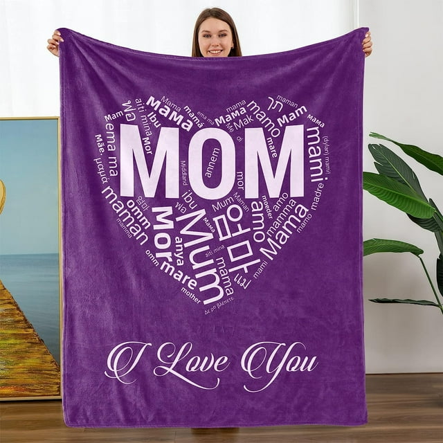 LHSHID Christmas Birthday Gifts for Mom Wrap Love Around Mom Mom Anniversary Christmas Birthday Gifts from Daughter Son Presents for Mother I Love You Mom Blanket 60x80in