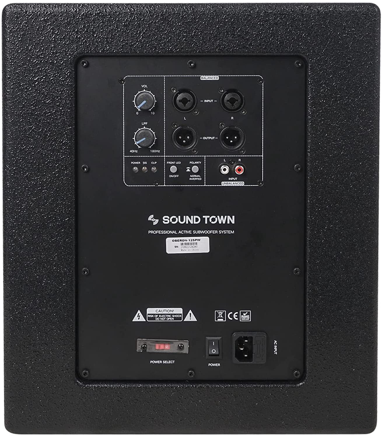 Sound Town OBERON Series 12" 800W Powered PA/DJ Subwoofer with Class-D Amplifier, LPF, Birch Plywood, Black (OBERON-12SPW)
